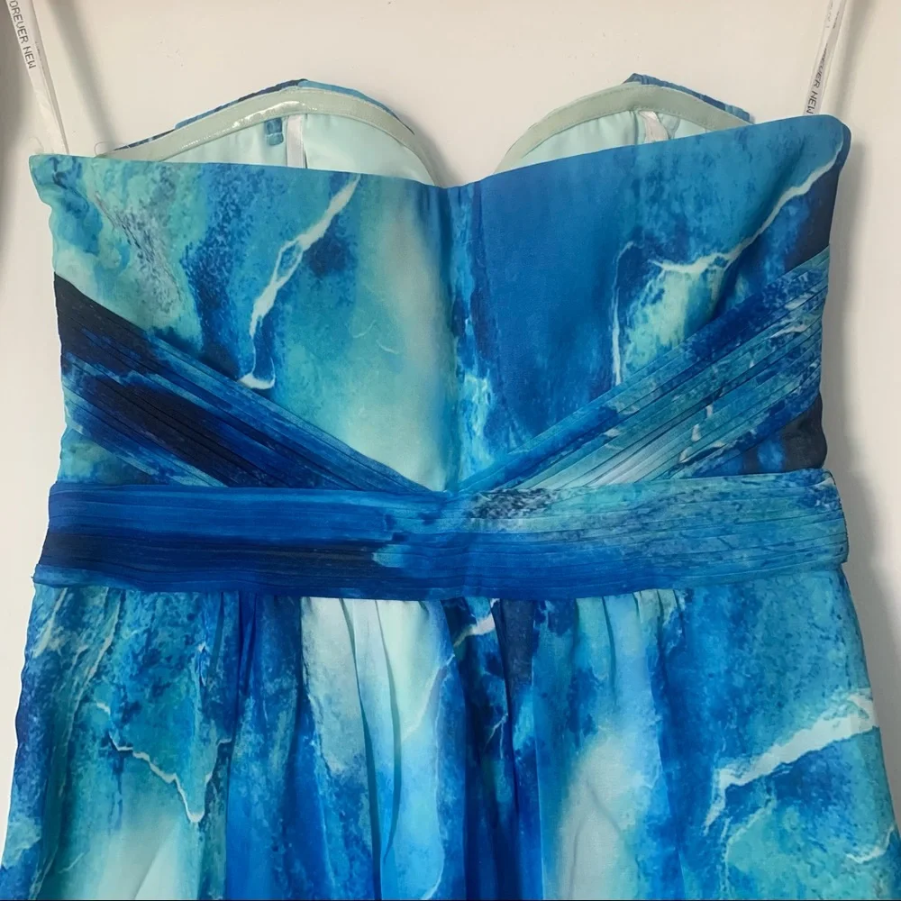 🌟 FOREVER NEW Marble Pattern Long Blue Dress - Picture 11 of 13